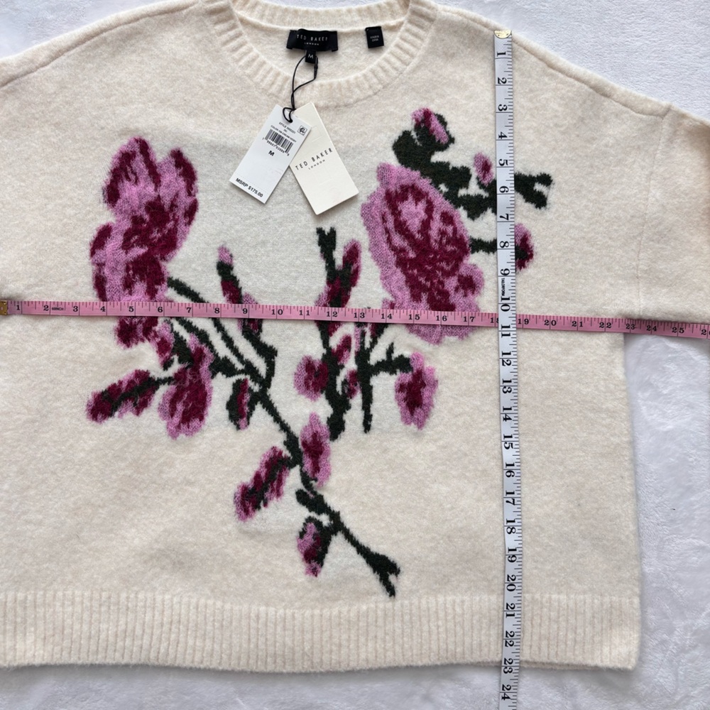 TED BAKER Cream Ivory Long Sleeve Floral Jacquard Sweater--NWT--M - Picture 16 of 16